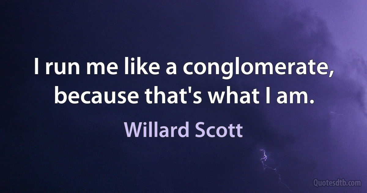 I run me like a conglomerate, because that's what I am. (Willard Scott)