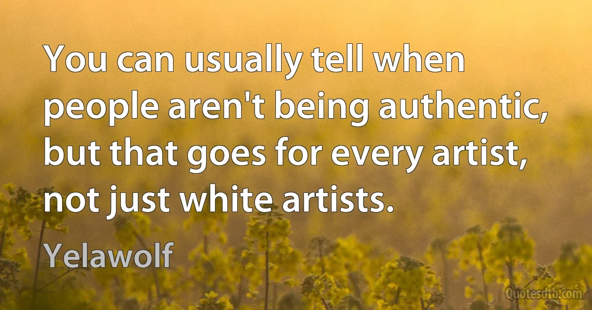 You can usually tell when people aren't being authentic, but that goes for every artist, not just white artists. (Yelawolf)