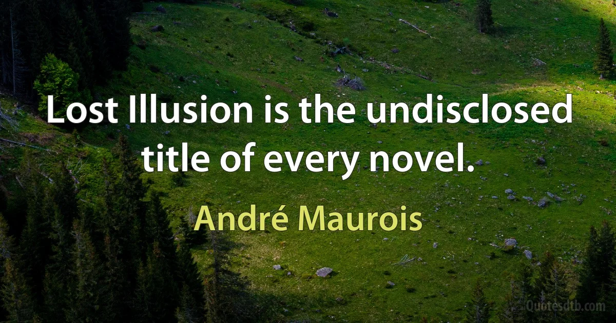 Lost Illusion is the undisclosed title of every novel. (André Maurois)