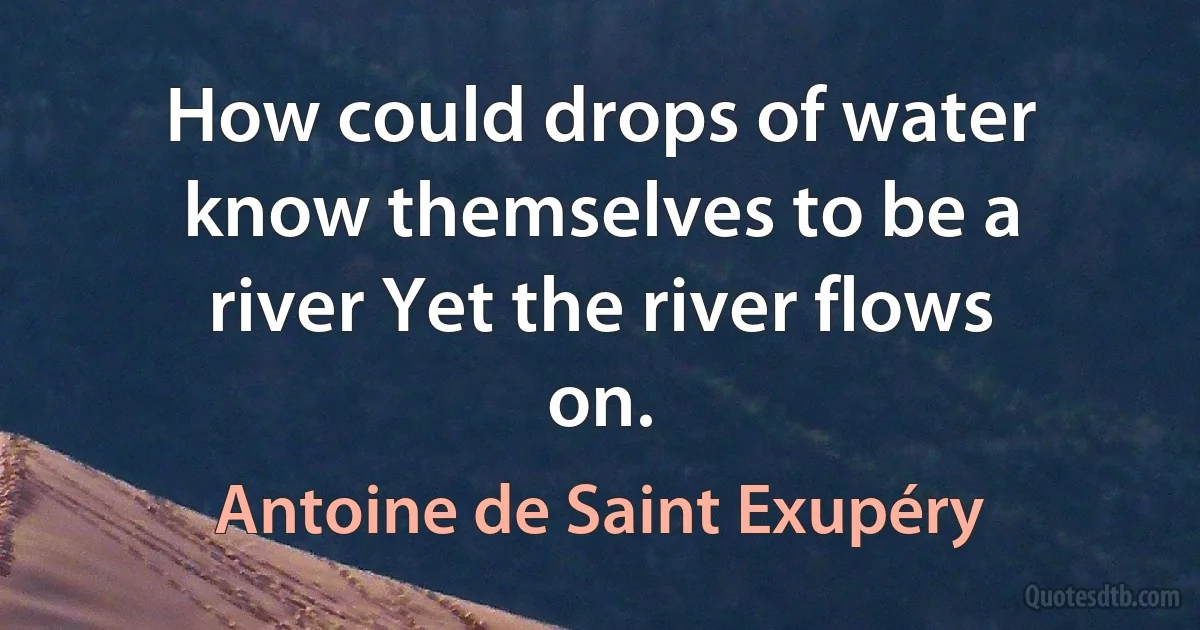 How could drops of water know themselves to be a river Yet the river flows on. (Antoine de Saint Exupéry)