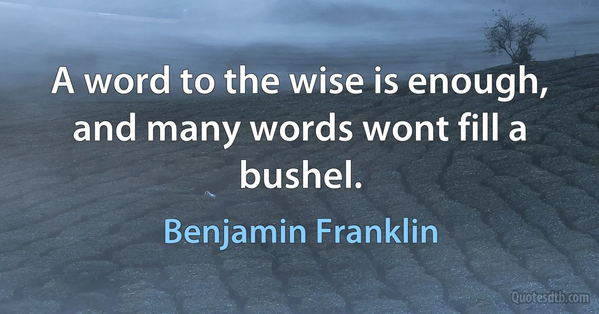 A word to the wise is enough, and many words wont fill a bushel. (Benjamin Franklin)