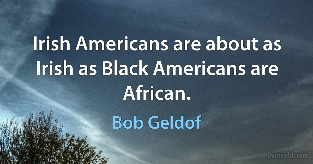 Irish Americans are about as Irish as Black Americans are African. (Bob Geldof)