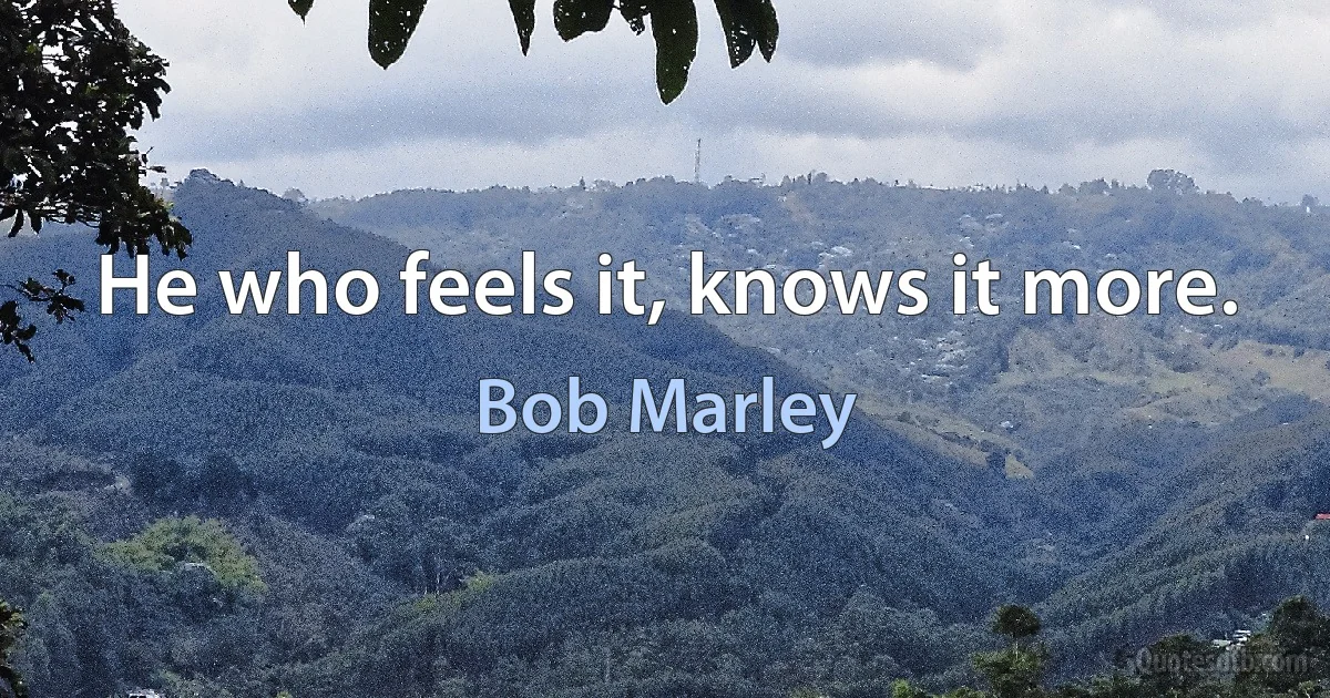 He who feels it, knows it more. (Bob Marley)