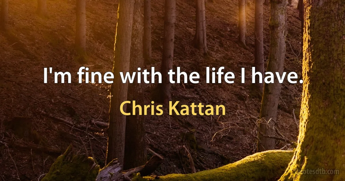 I'm fine with the life I have. (Chris Kattan)