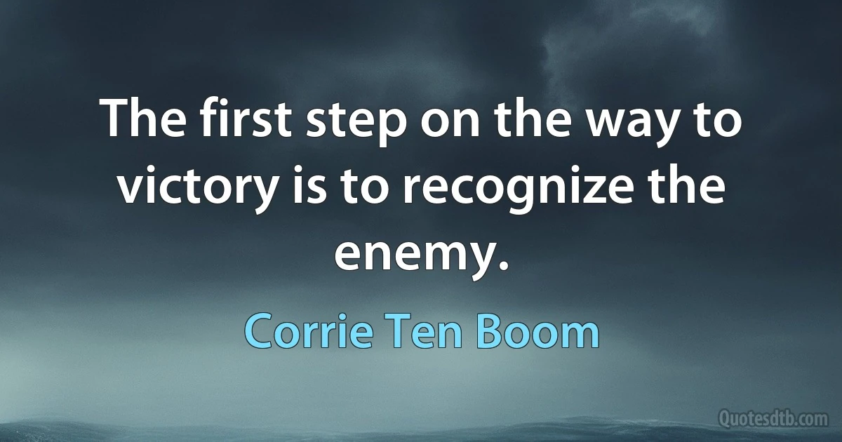 The first step on the way to victory is to recognize the enemy. (Corrie Ten Boom)