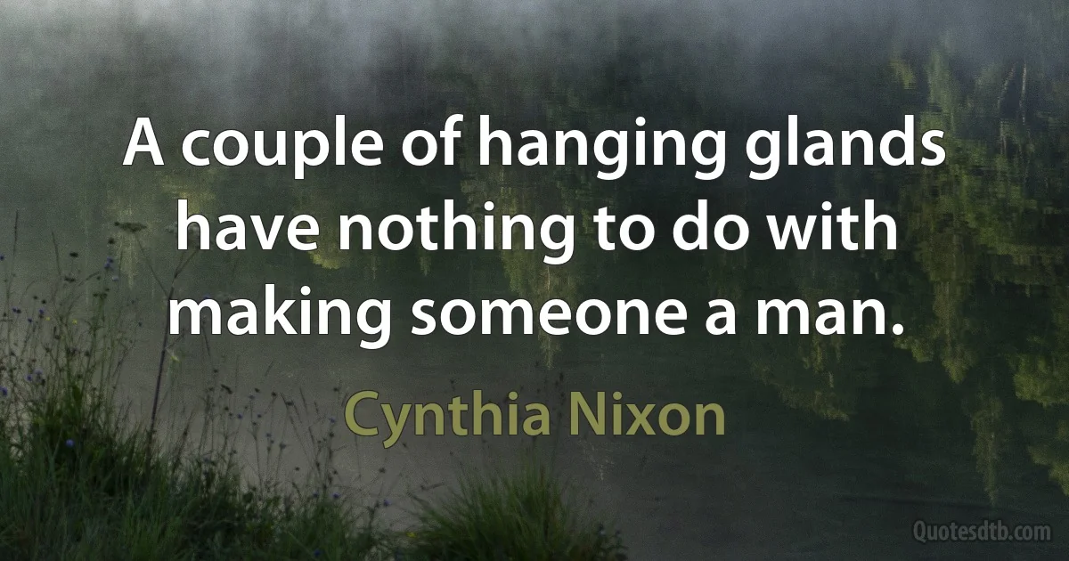 A couple of hanging glands have nothing to do with making someone a man. (Cynthia Nixon)