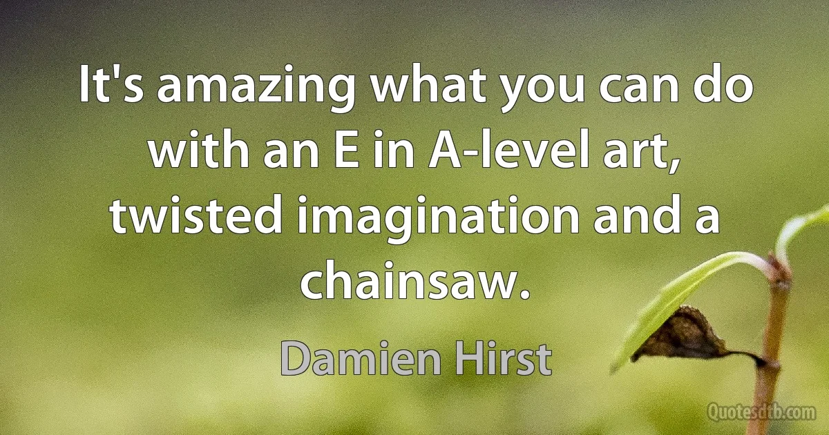 It's amazing what you can do with an E in A-level art, twisted imagination and a chainsaw. (Damien Hirst)