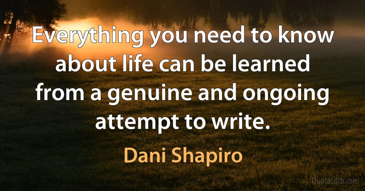 Everything you need to know about life can be learned from a genuine and ongoing attempt to write. (Dani Shapiro)