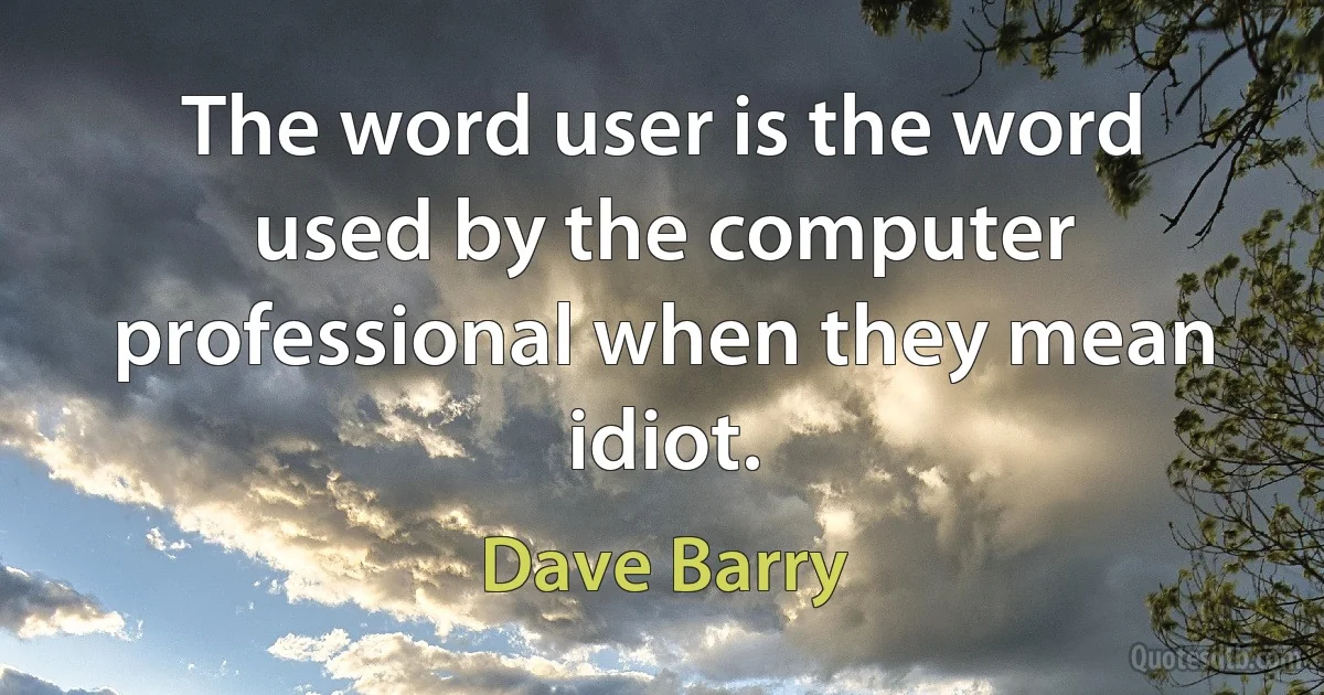 The word user is the word used by the computer professional when they mean idiot. (Dave Barry)