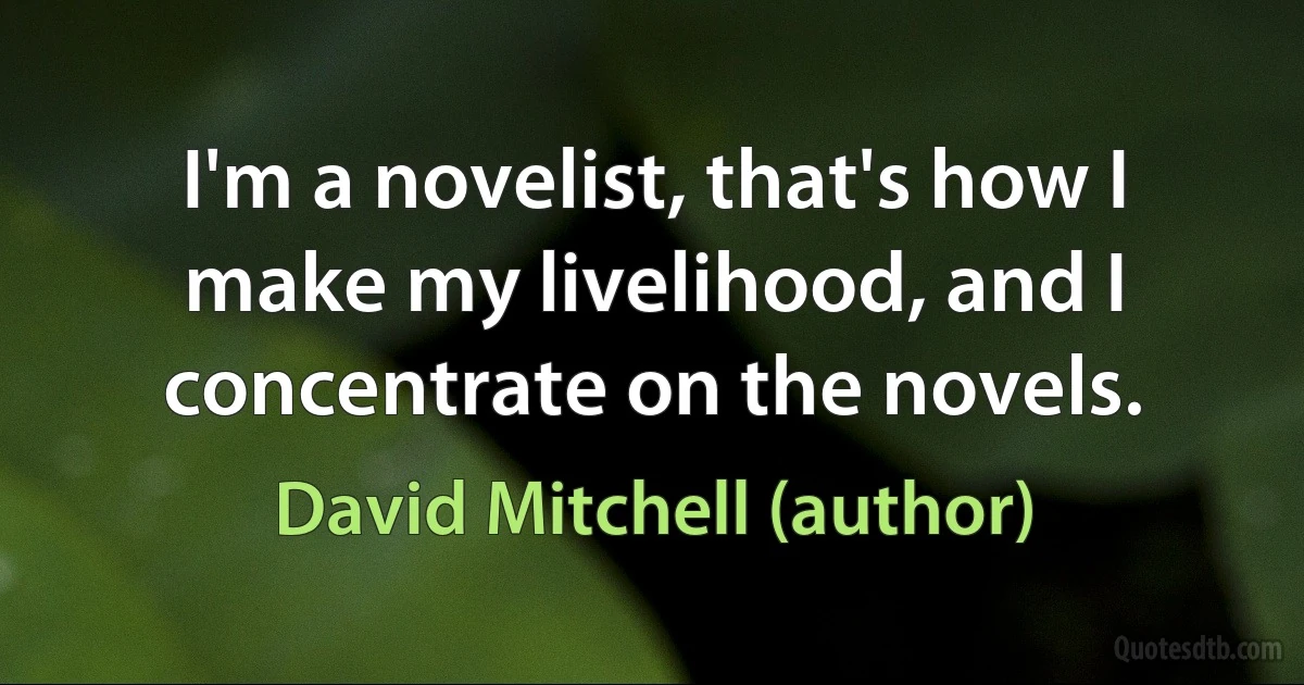 I'm a novelist, that's how I make my livelihood, and I concentrate on the novels. (David Mitchell (author))