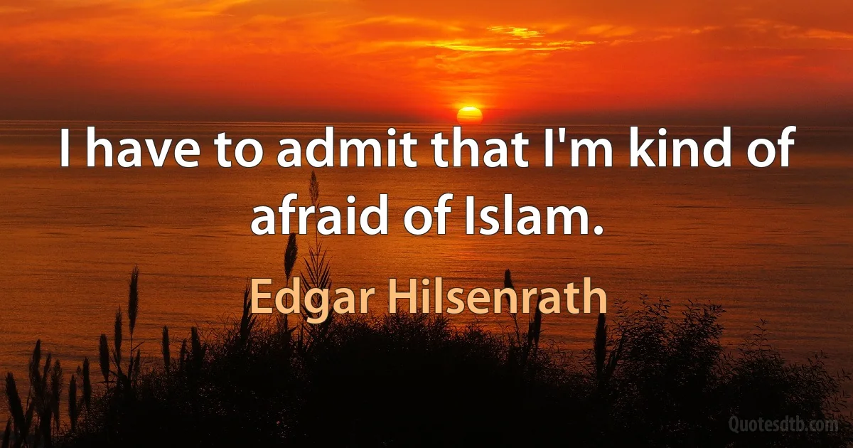 I have to admit that I'm kind of afraid of Islam. (Edgar Hilsenrath)