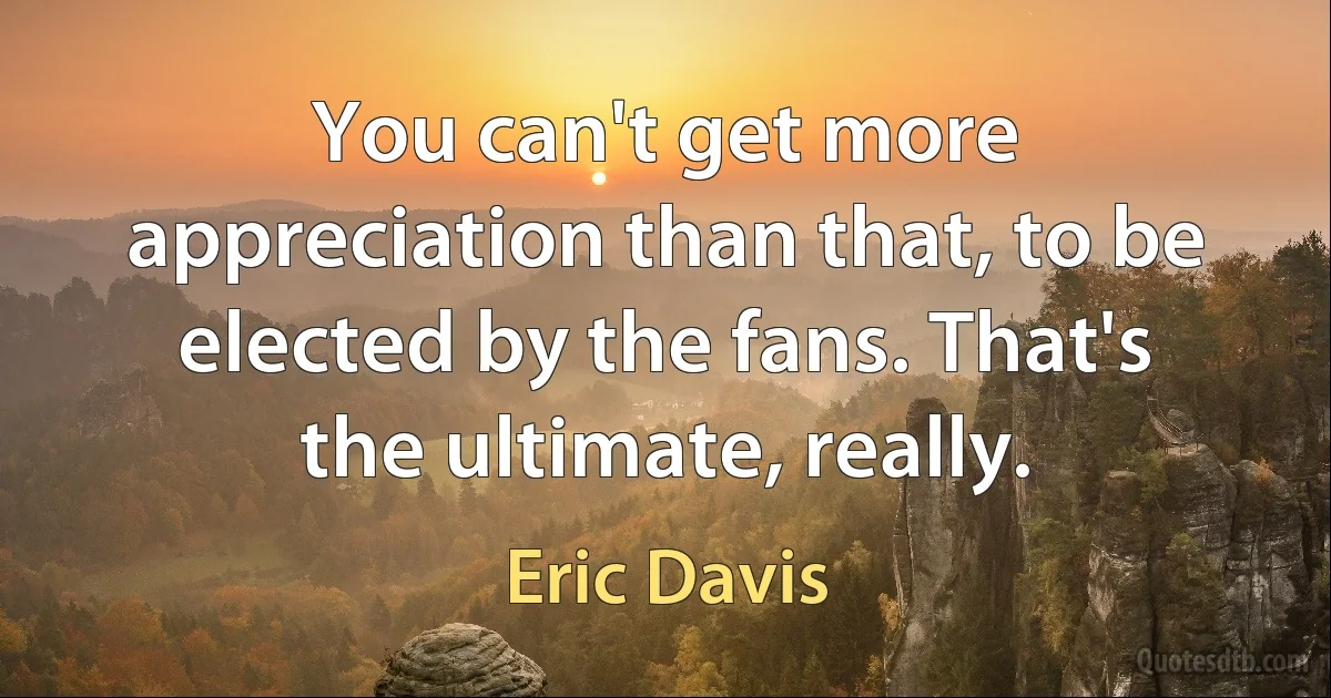 You can't get more appreciation than that, to be elected by the fans. That's the ultimate, really. (Eric Davis)