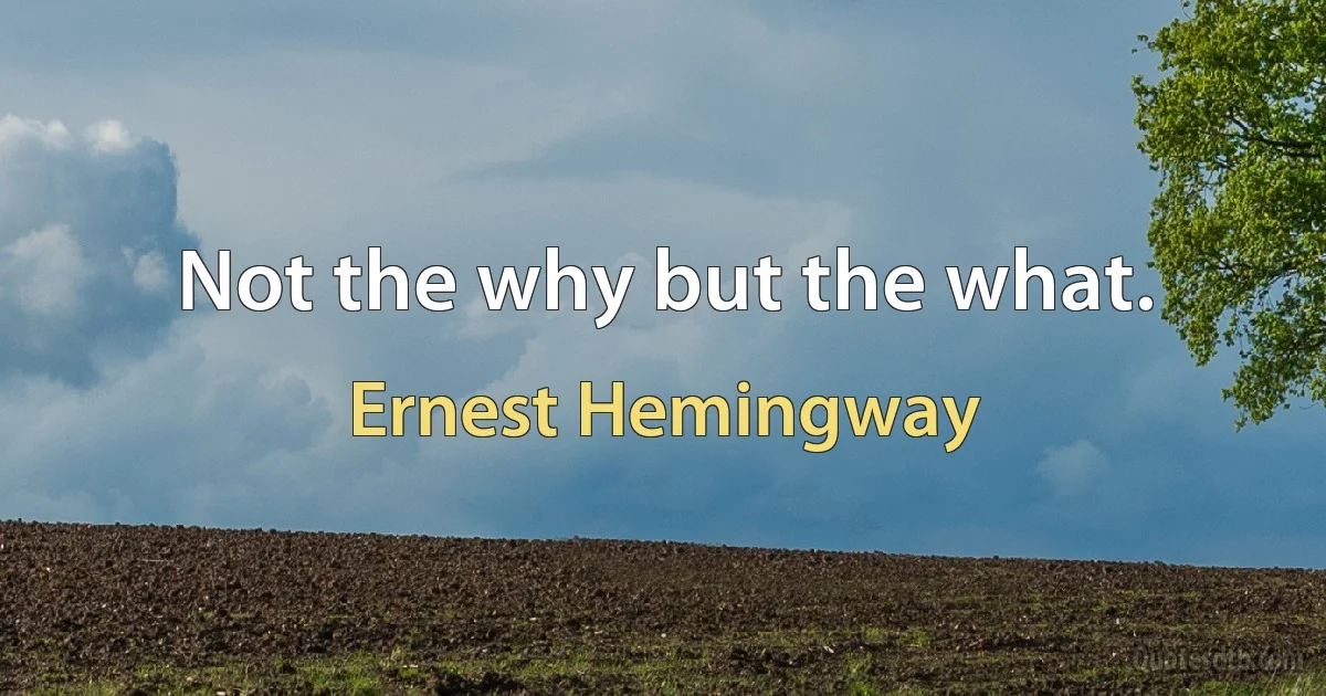 Not the why but the what. (Ernest Hemingway)