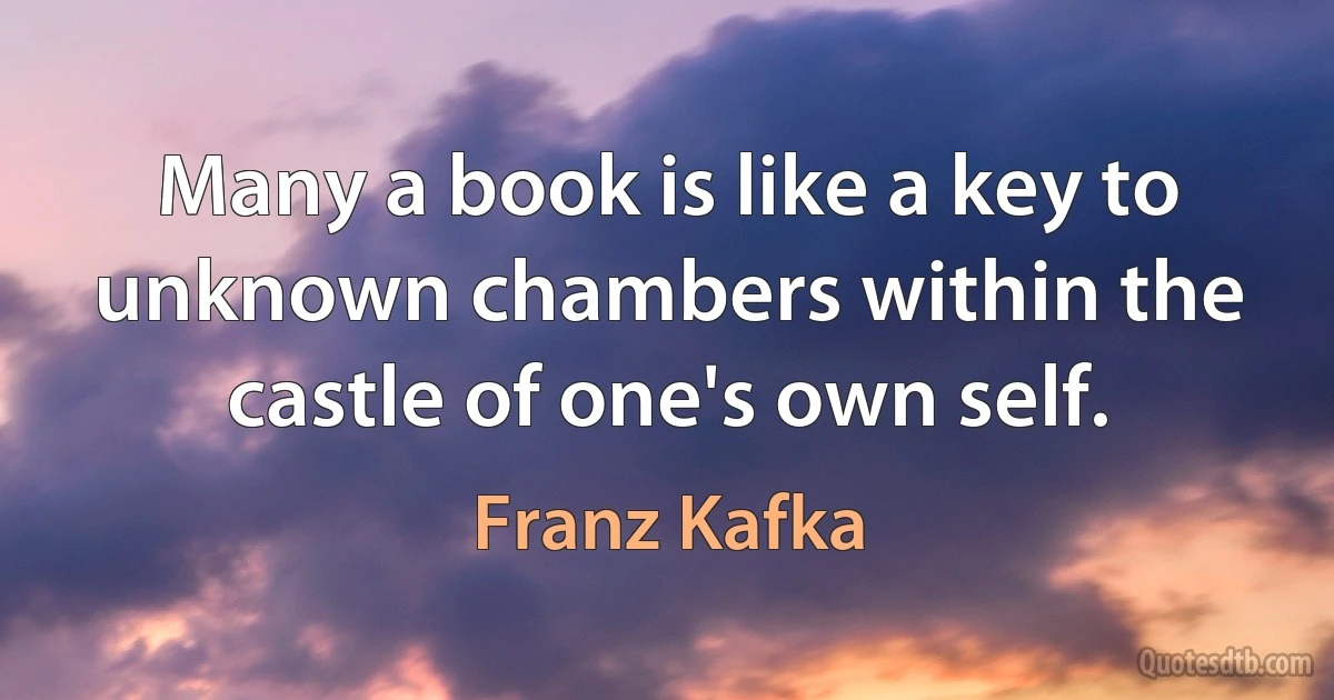 Many a book is like a key to unknown chambers within the castle of one's own self. (Franz Kafka)