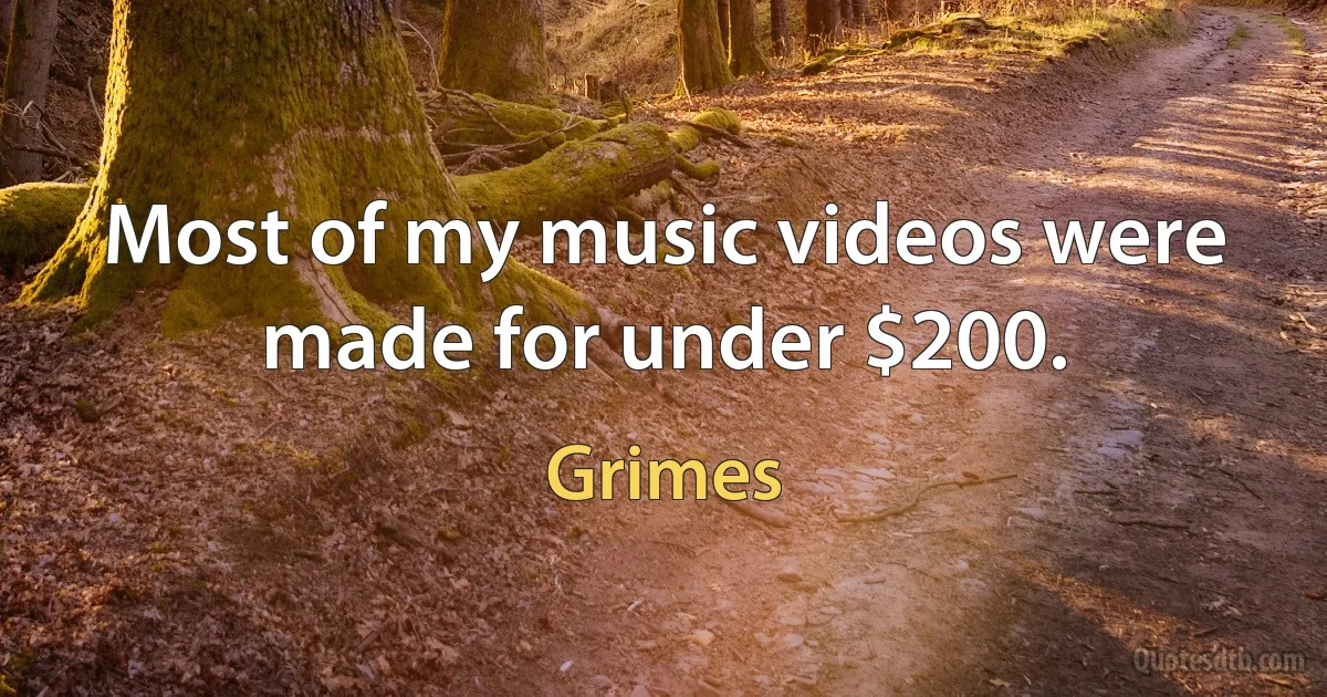 Most of my music videos were made for under $200. (Grimes)