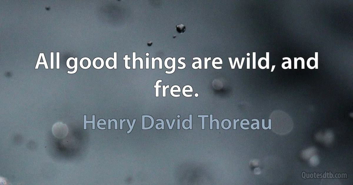 All good things are wild, and free. (Henry David Thoreau)