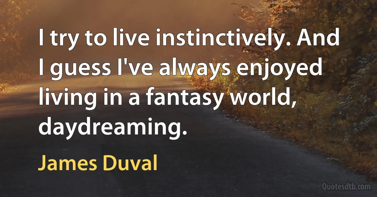 I try to live instinctively. And I guess I've always enjoyed living in a fantasy world, daydreaming. (James Duval)