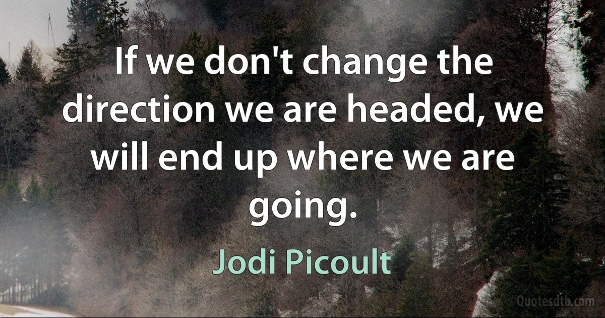 If we don't change the direction we are headed, we will end up where we are going. (Jodi Picoult)