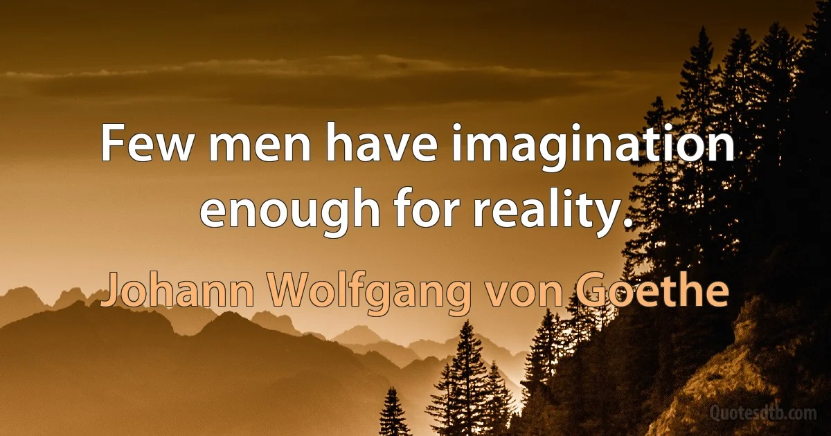 Few men have imagination enough for reality. (Johann Wolfgang von Goethe)