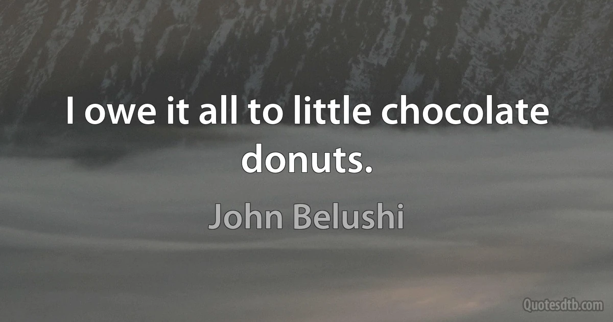 I owe it all to little chocolate donuts. (John Belushi)