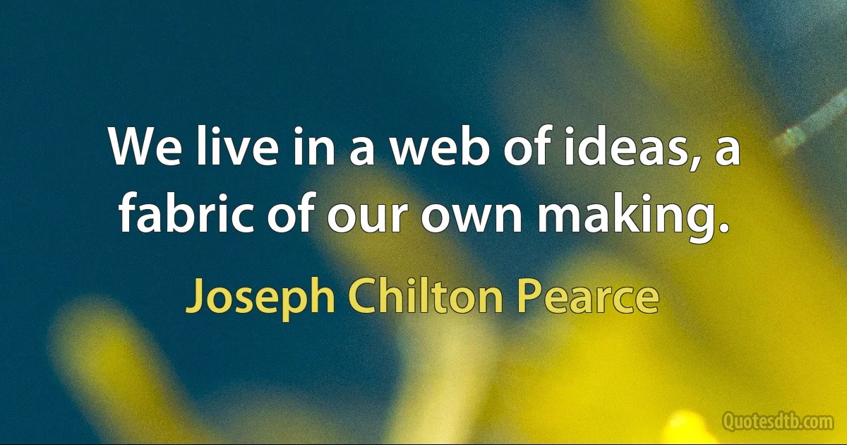 We live in a web of ideas, a fabric of our own making. (Joseph Chilton Pearce)