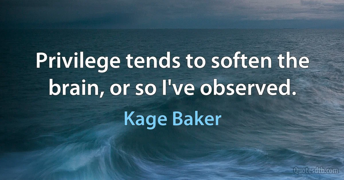 Privilege tends to soften the brain, or so I've observed. (Kage Baker)