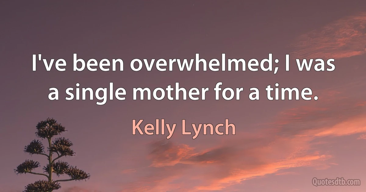 I've been overwhelmed; I was a single mother for a time. (Kelly Lynch)