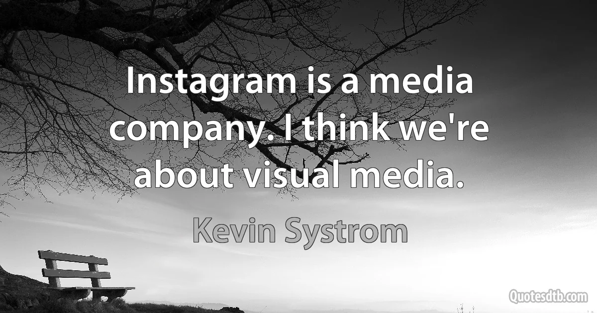 Instagram is a media company. I think we're about visual media. (Kevin Systrom)