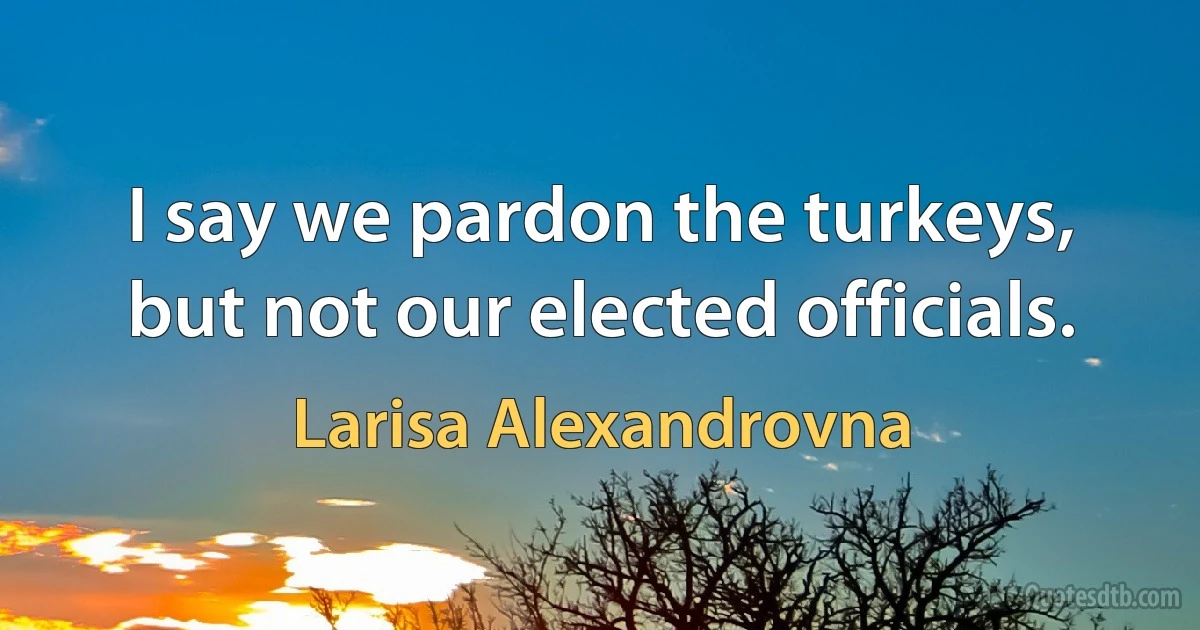 I say we pardon the turkeys, but not our elected officials. (Larisa Alexandrovna)