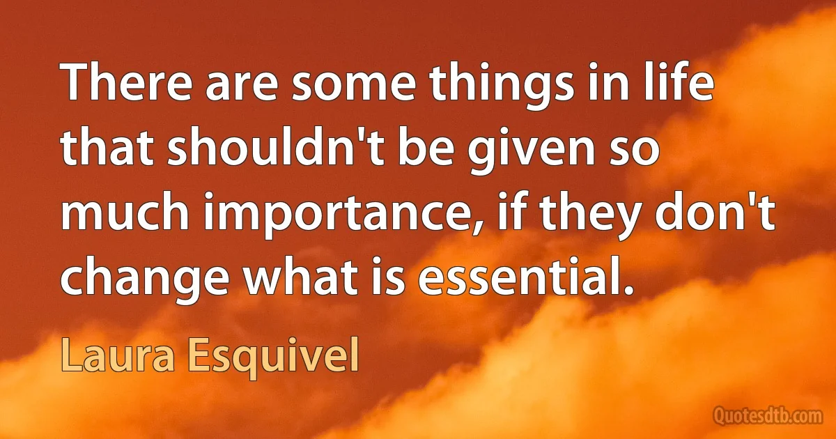 There are some things in life that shouldn't be given so much importance, if they don't change what is essential. (Laura Esquivel)