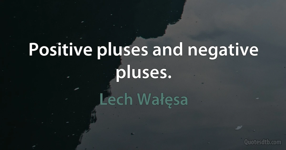 Positive pluses and negative pluses. (Lech Wałęsa)