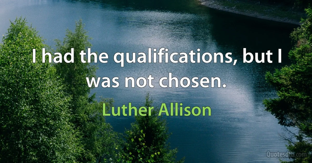 I had the qualifications, but I was not chosen. (Luther Allison)