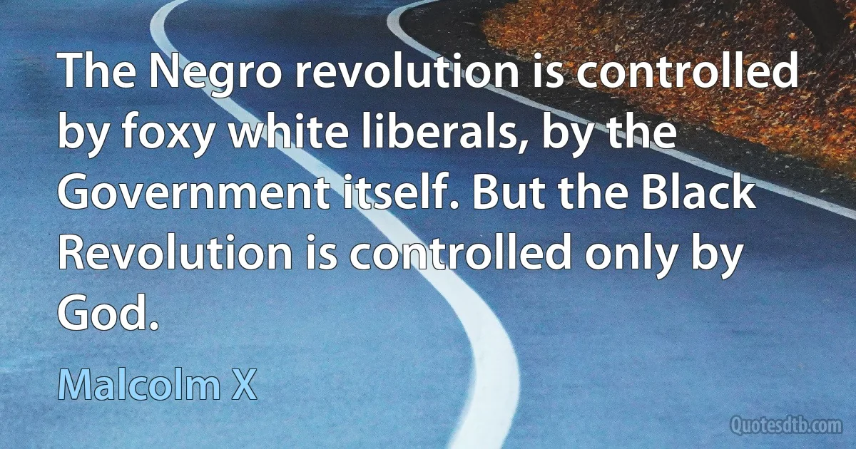 The Negro revolution is controlled by foxy white liberals, by the Government itself. But the Black Revolution is controlled only by God. (Malcolm X)