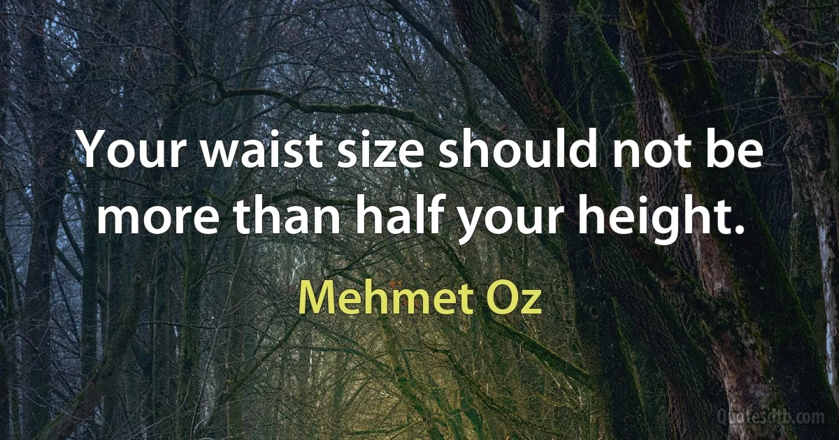 Your waist size should not be more than half your height. (Mehmet Oz)