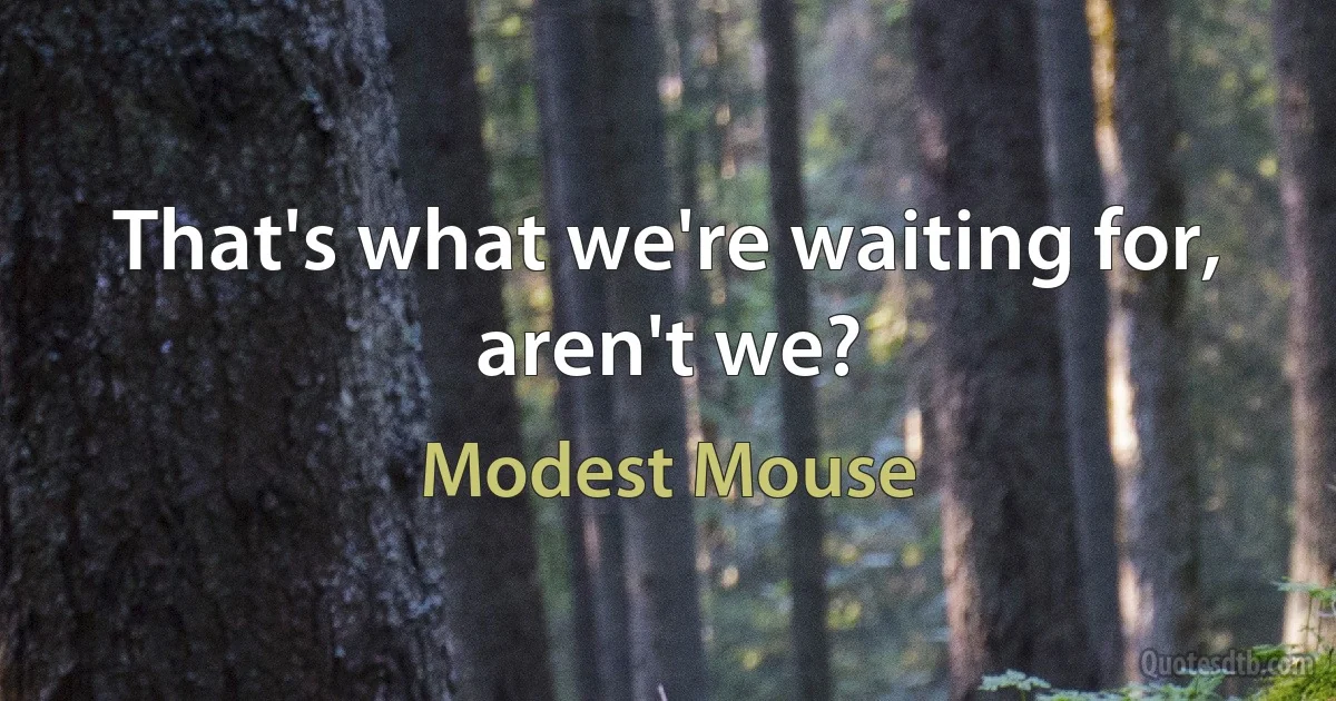 That's what we're waiting for, aren't we? (Modest Mouse)