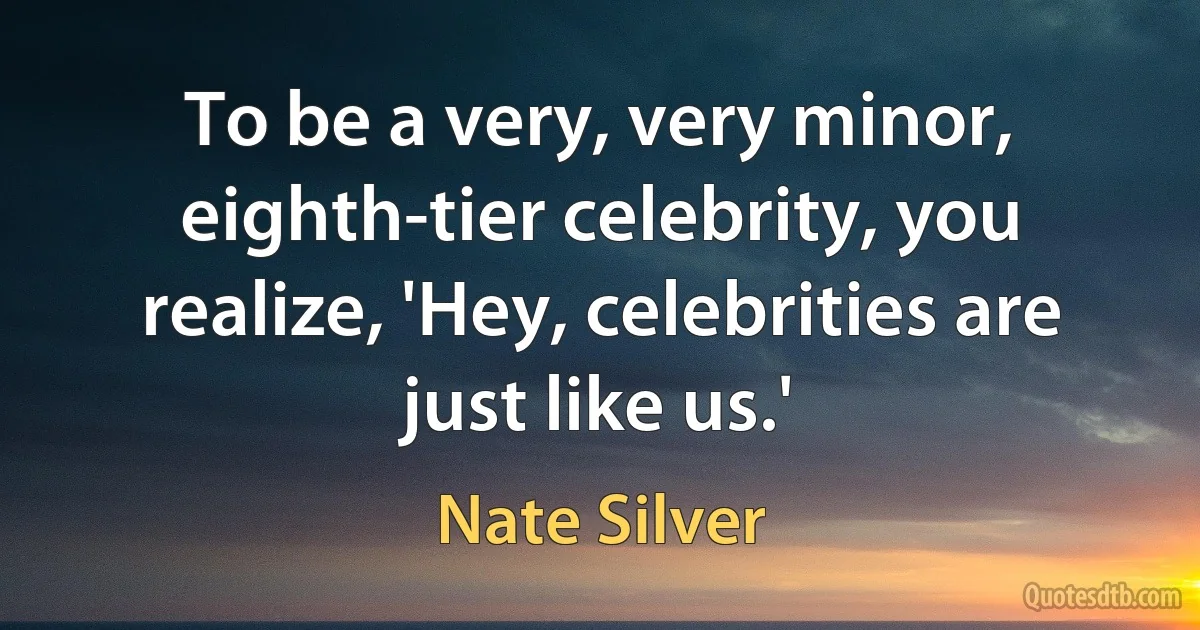 To be a very, very minor, eighth-tier celebrity, you realize, 'Hey, celebrities are just like us.' (Nate Silver)