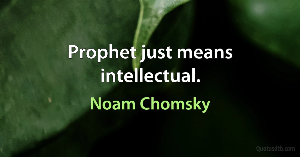 Prophet just means intellectual. (Noam Chomsky)