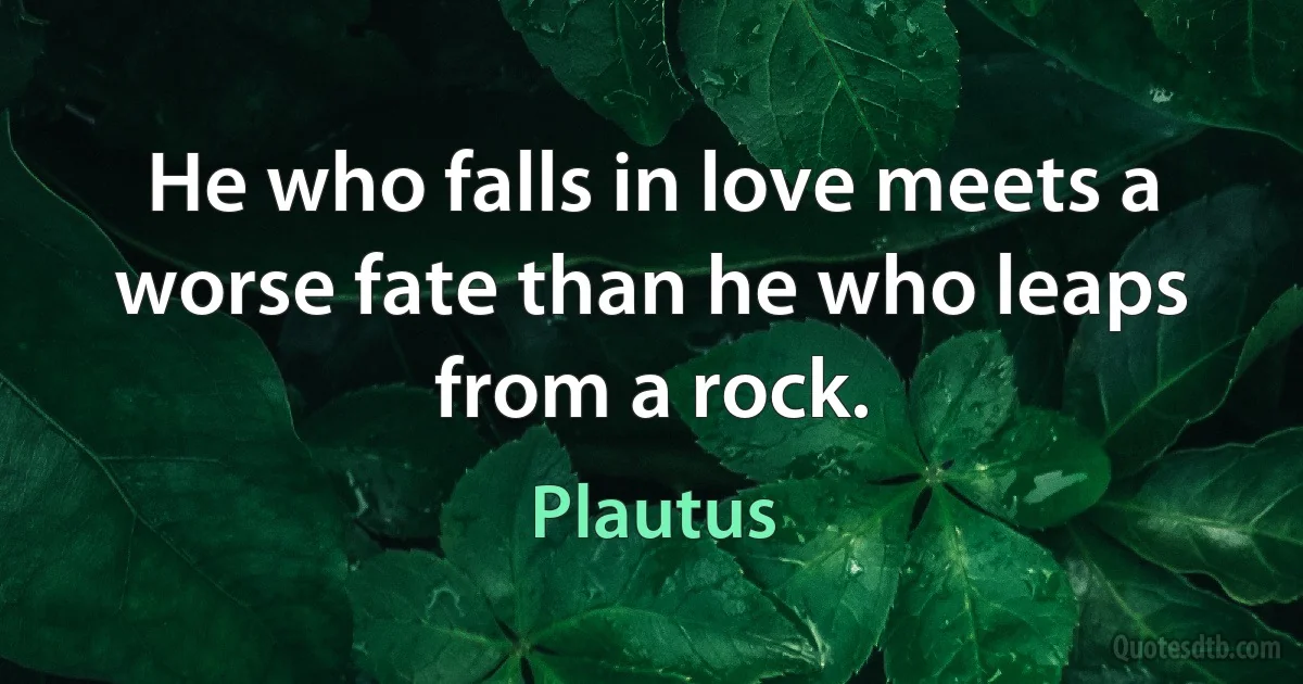 He who falls in love meets a worse fate than he who leaps from a rock. (Plautus)