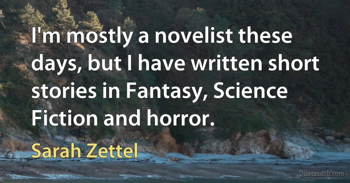 I'm mostly a novelist these days, but I have written short stories in Fantasy, Science Fiction and horror. (Sarah Zettel)