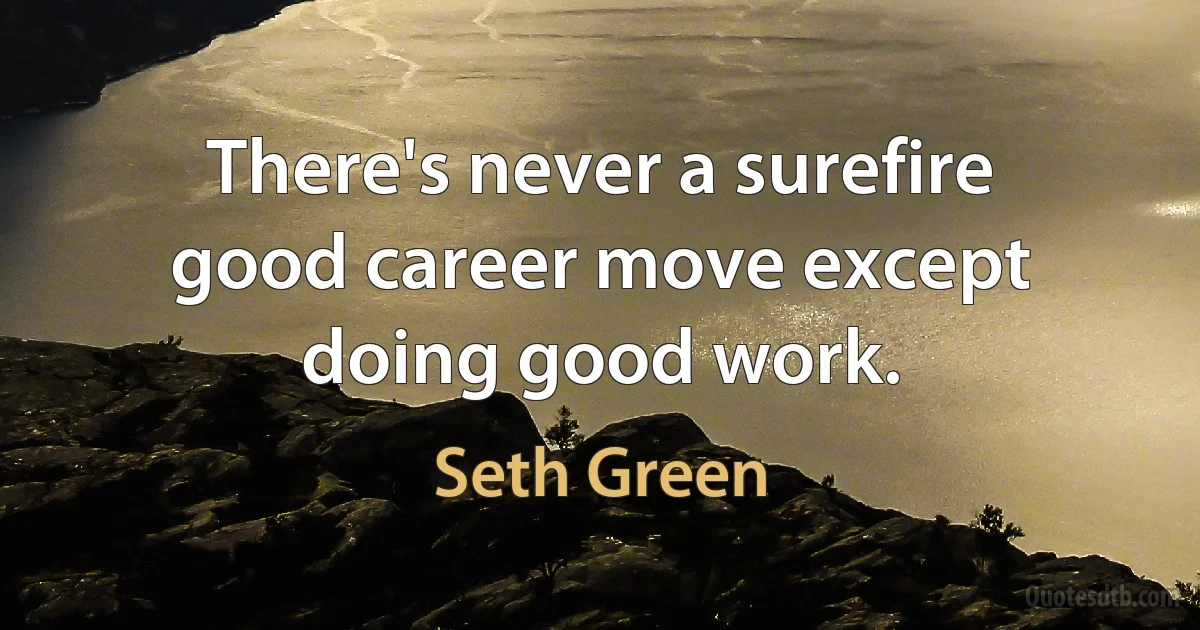 There's never a surefire good career move except doing good work. (Seth Green)