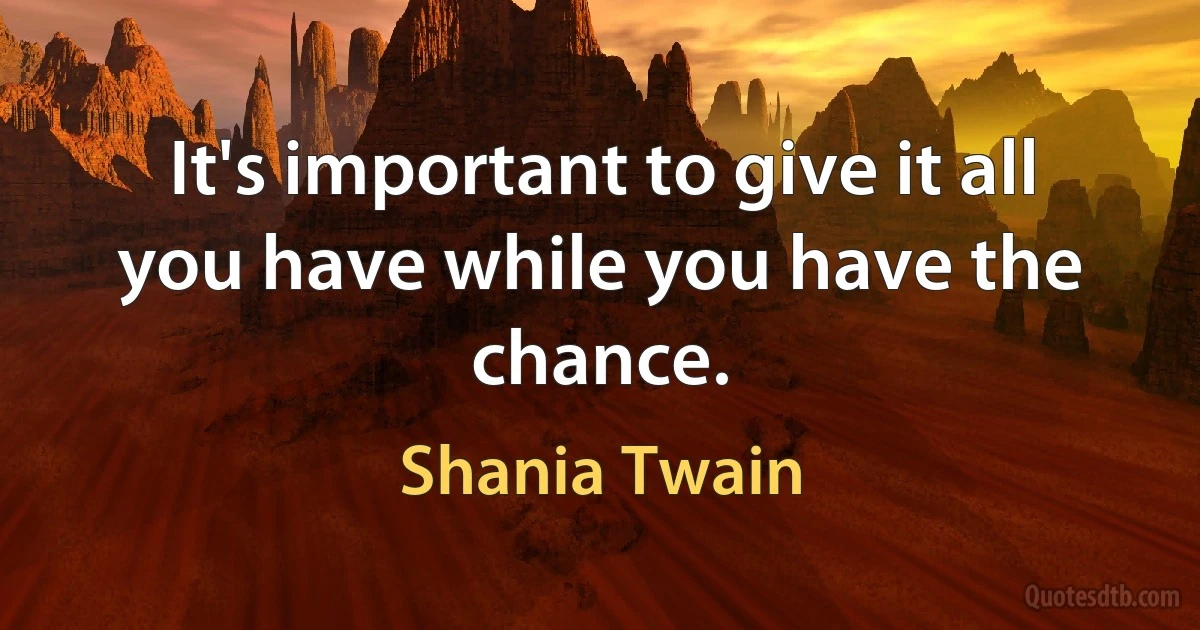 It's important to give it all you have while you have the chance. (Shania Twain)