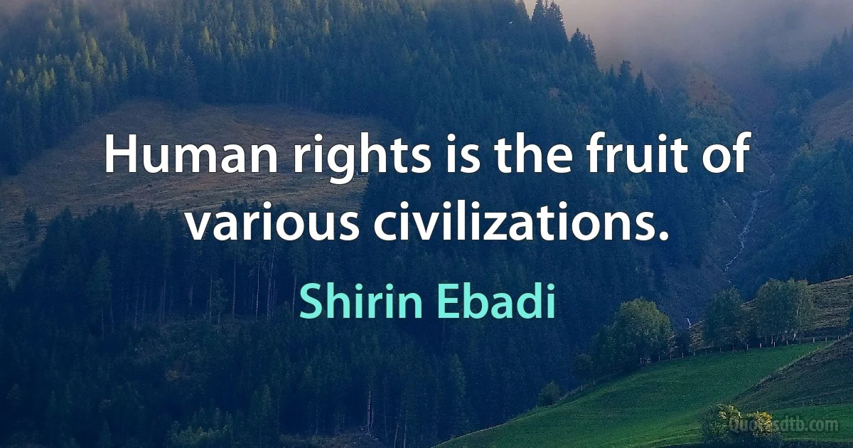 Human rights is the fruit of various civilizations. (Shirin Ebadi)