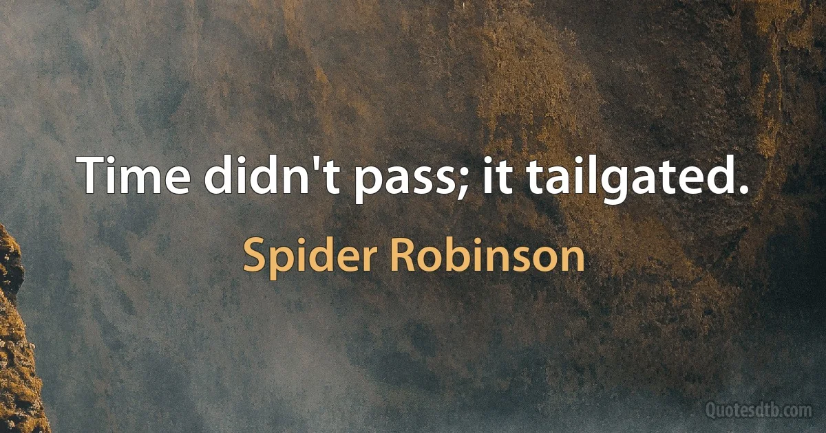 Time didn't pass; it tailgated. (Spider Robinson)