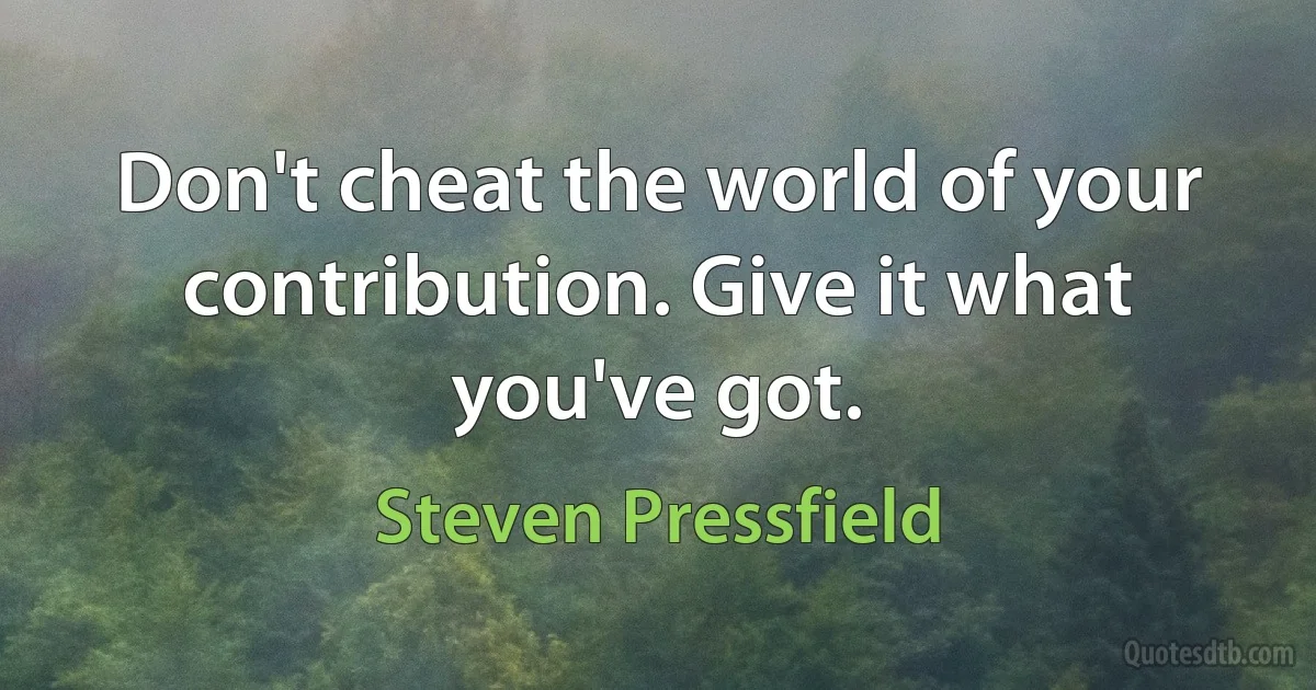 Don't cheat the world of your contribution. Give it what you've got. (Steven Pressfield)