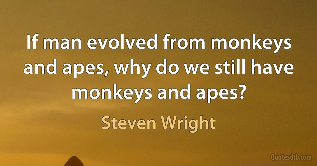 If man evolved from monkeys and apes, why do we still have monkeys and apes? (Steven Wright)