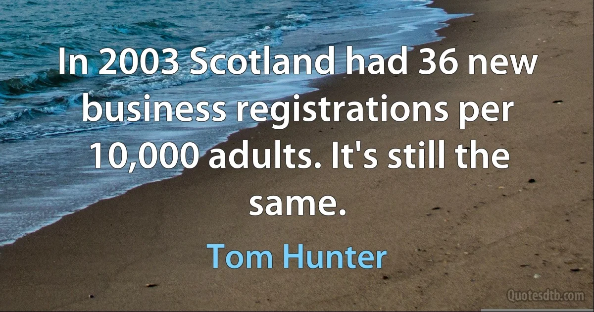 In 2003 Scotland had 36 new business registrations per 10,000 adults. It's still the same. (Tom Hunter)