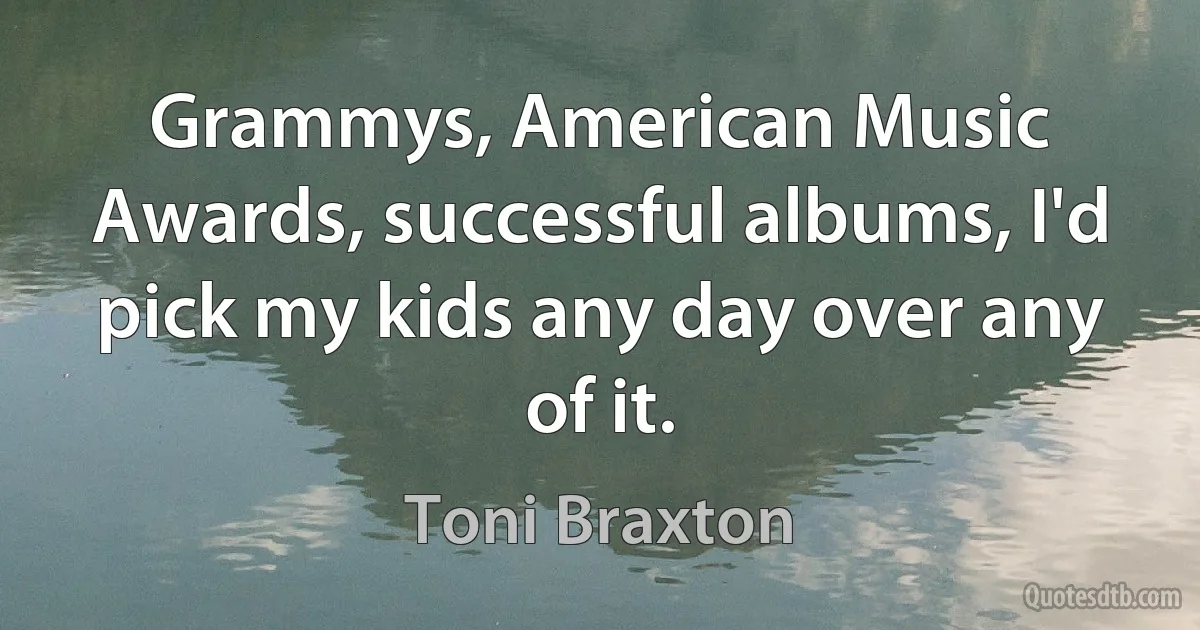 Grammys, American Music Awards, successful albums, I'd pick my kids any day over any of it. (Toni Braxton)