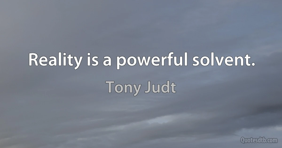 Reality is a powerful solvent. (Tony Judt)