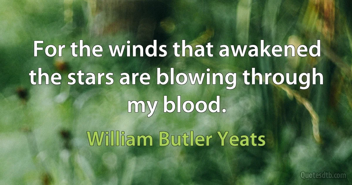 For the winds that awakened the stars are blowing through my blood. (William Butler Yeats)