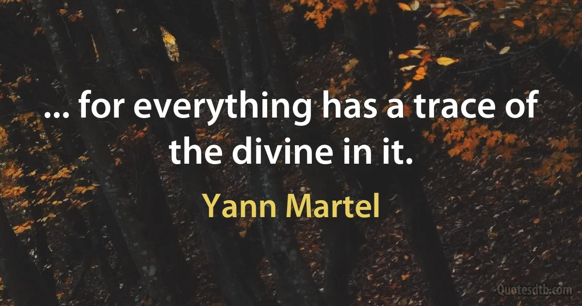 ... for everything has a trace of the divine in it. (Yann Martel)